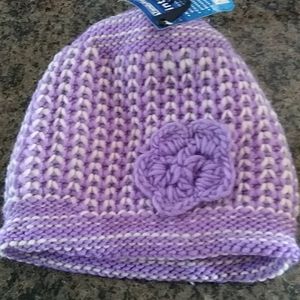 Knit Hat One Size Fits Most Purple and White